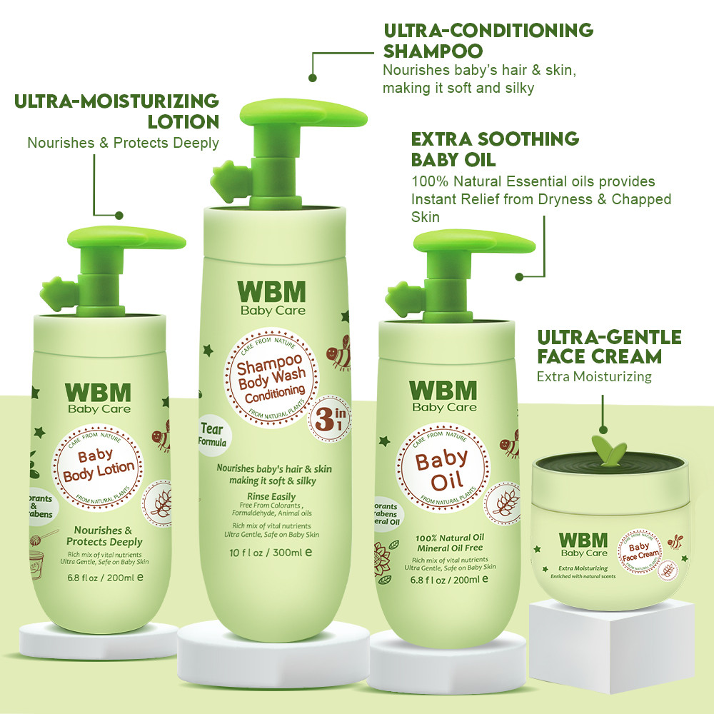 WBM Baby Bath Essentials Kit for Hair and Skin Care Includes 3-In-1 Shampoo  and Body Wash, Face Moisturizer Cream, Hand Wash HD-BABY-GF-04 - The Home  Depot