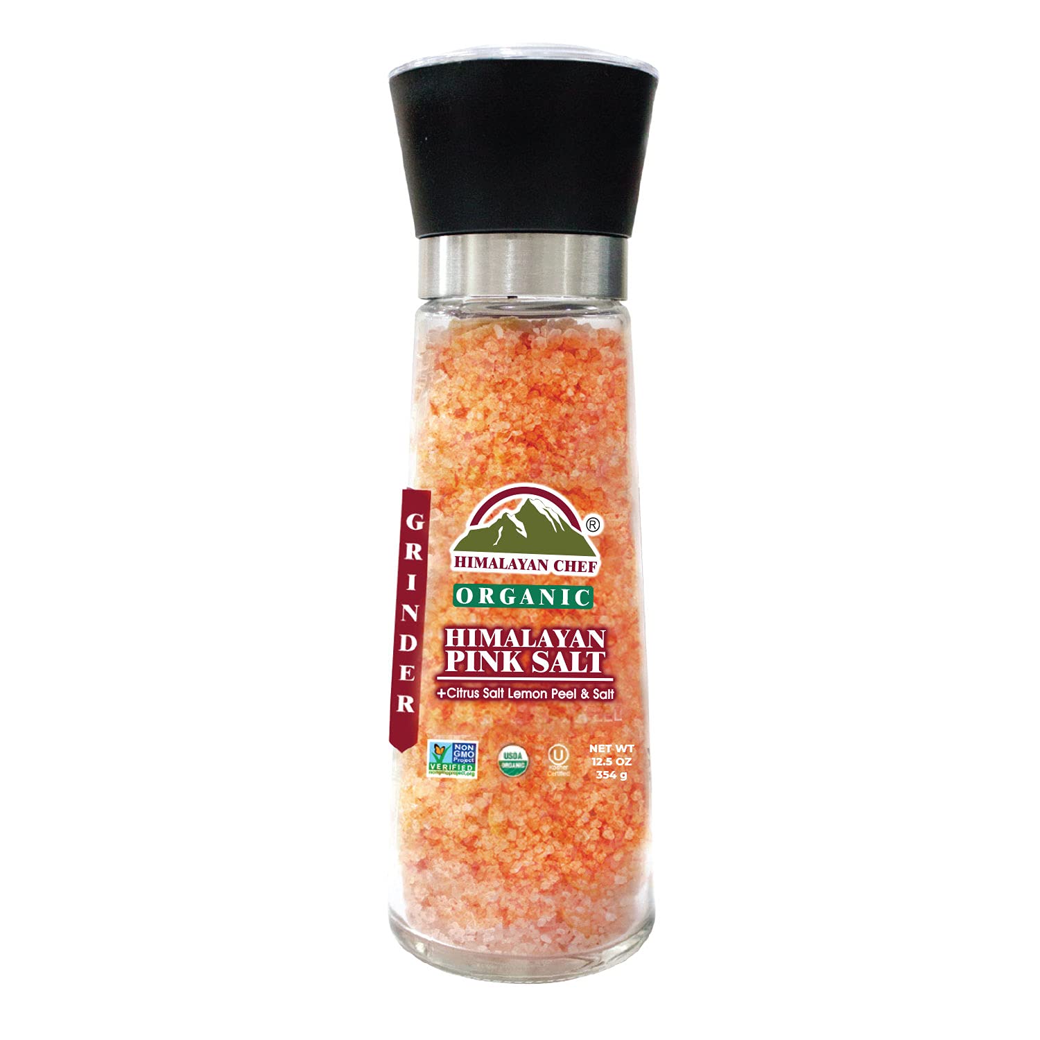 Himalayan Chef Organic Black Pepper Refillable Glass Grinders, 6.40 Ounces