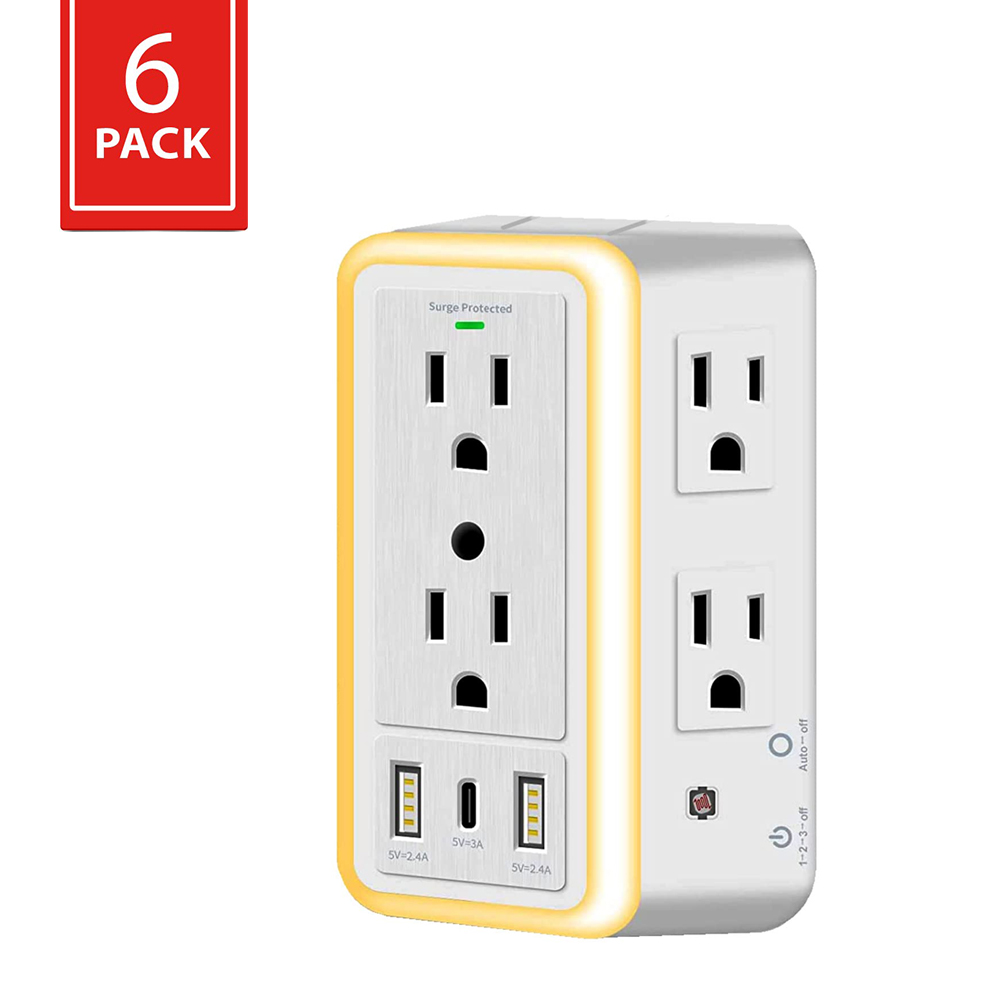Wall Outlet with 3 USB Charger Multi Outlet for Home Bathroom Dorm