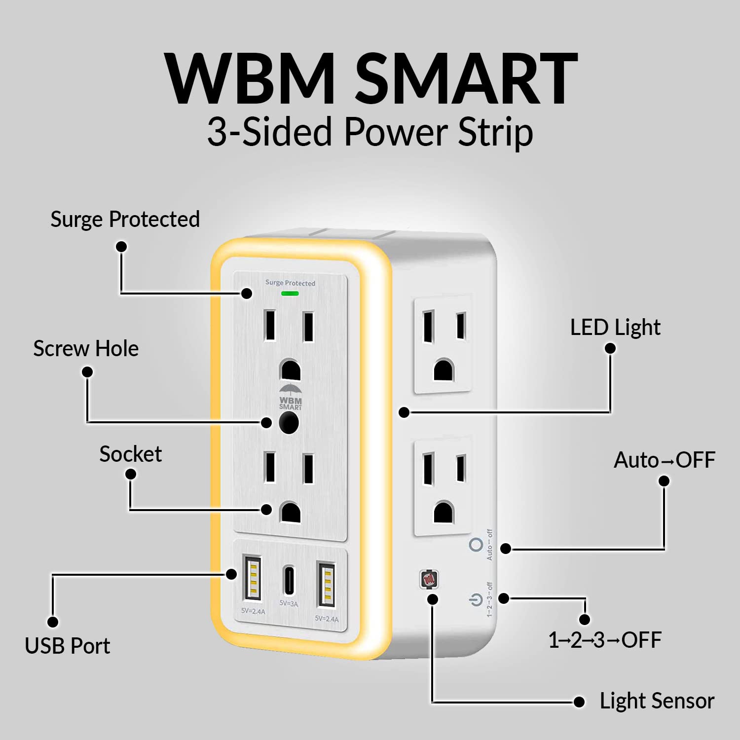 1pc Usb Plug Led Bulb & 5v Portable Mobile Power & Night Light