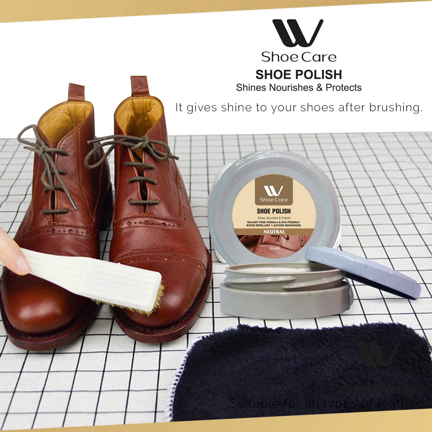 WBM Shoe Cream Polish, Professional Leather Polish for Shoes, Furniture &  Jackets | Brown Shoe Cleaner - 50 ml