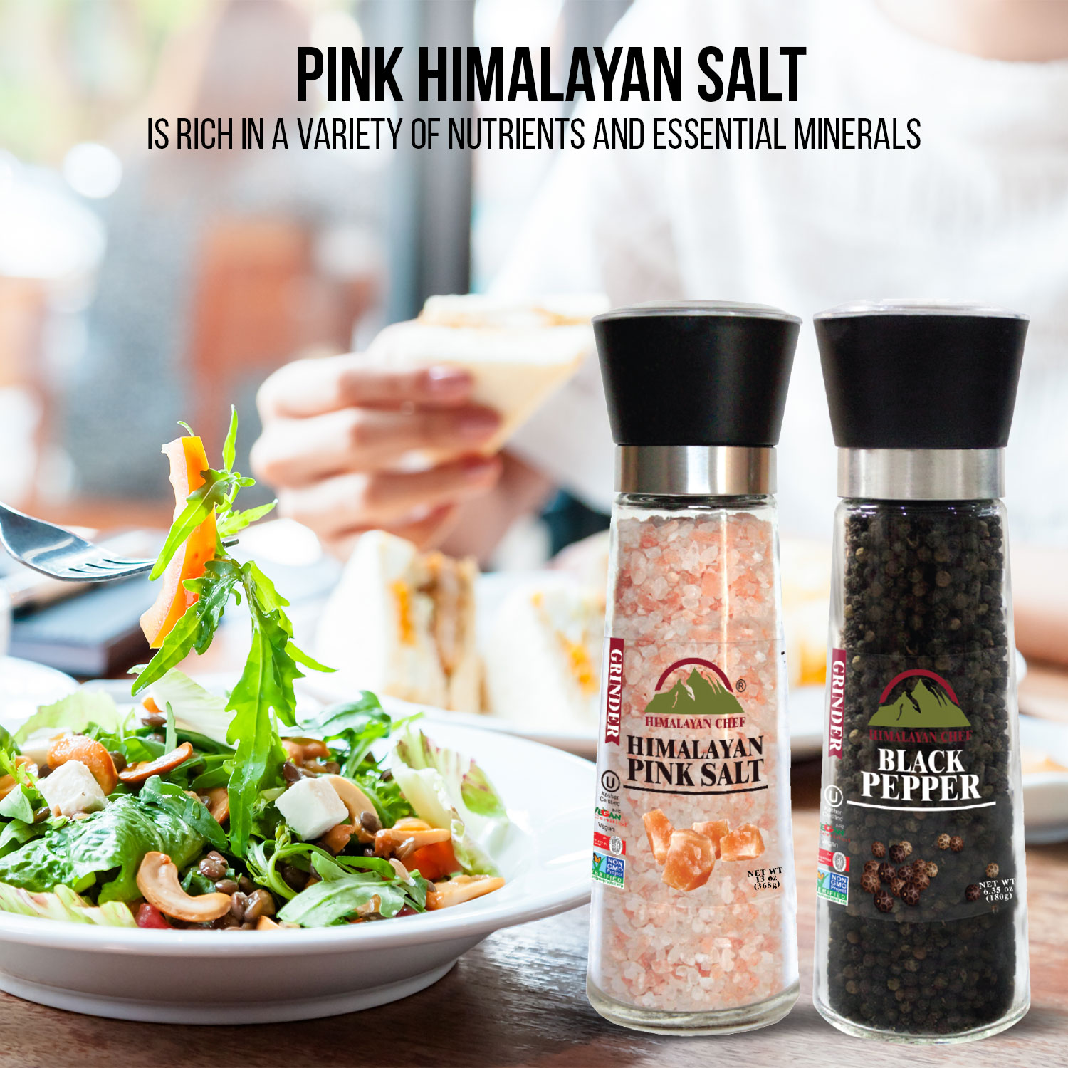 Himalayan Chef Salt Grinder, Refillable-13 Ounce, 1 - Harris Teeter