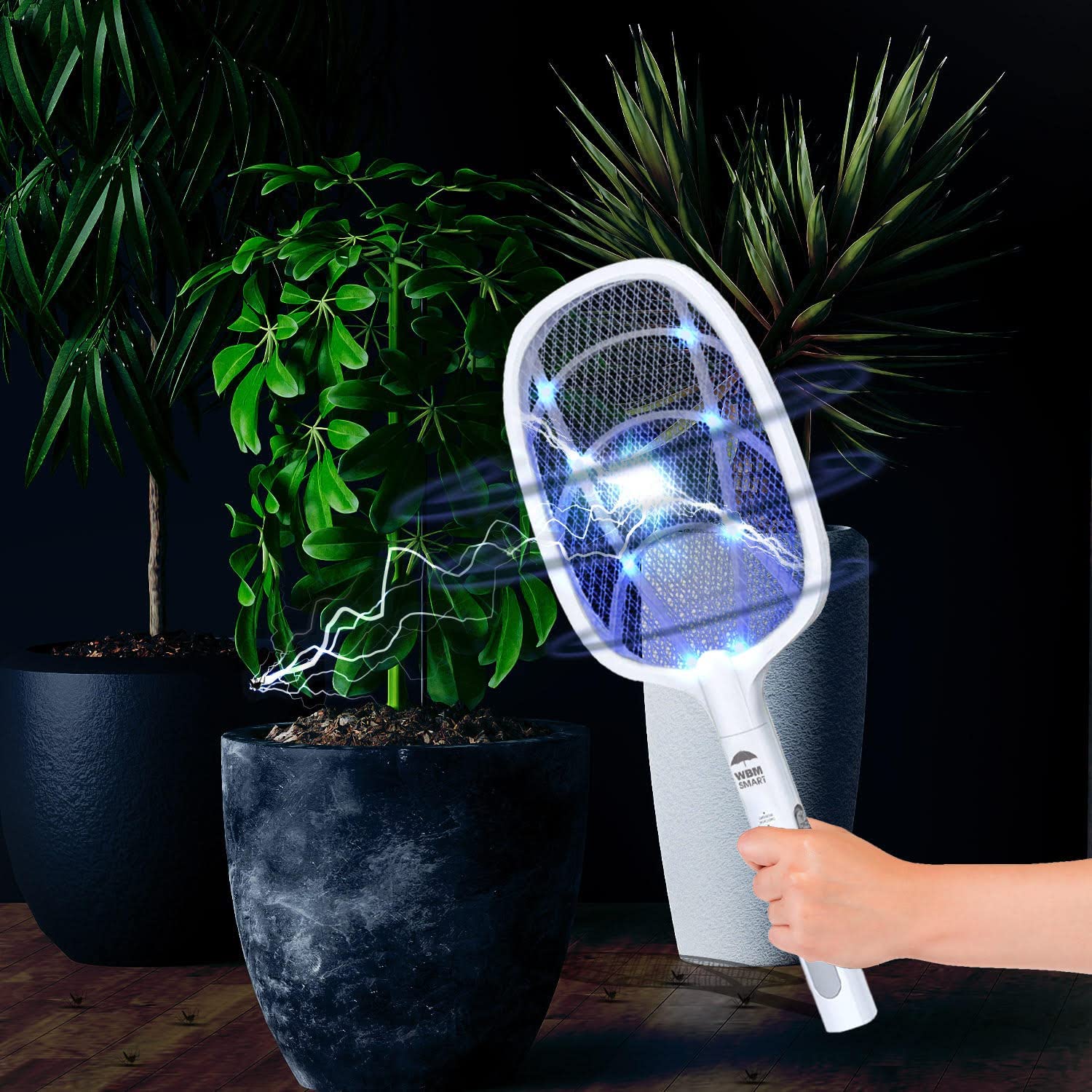 Magic Mesh 2 in 1 Bug Zapper & Swatter- Rechargeable Electric Swatter &  Night Zapping Lamp- Zapping Racket Kills Mosquitos, Flies, & Insects  Outdoors or Indoors