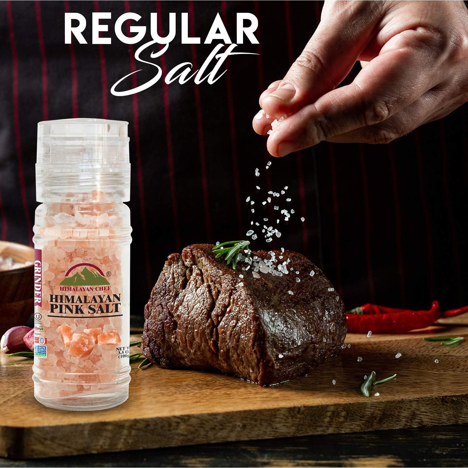 Sea Salt or Himalayan Pink Salt Grinder - Stonemill